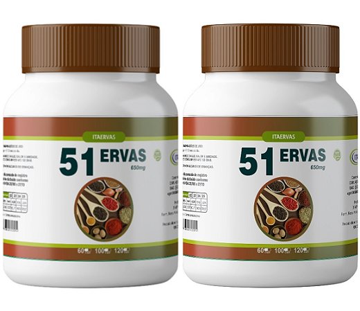 2x 51 Ervas 500mg 120 Cápsulas Itaervas