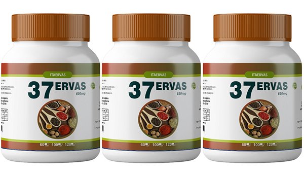 3x 37 Ervas 500mg 120 Cápsulas Itaervas
