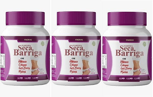 3x Seca Barriga Goji Berry Colágeno Hibisco Matchá 500mg 120 Cápsulas Itaervas