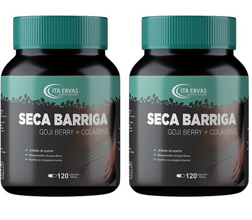 2x Farinha Seca Barriga Goji Berry Colágeno 500mg 120 Cápsulas Itaervas