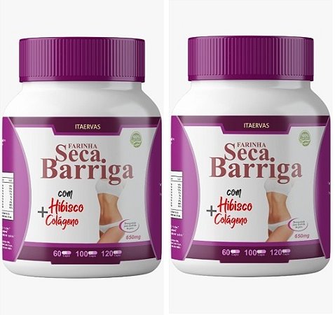 2x Farinha Seca Barriga Hibisco e Goji Berry 500mg 120 Cápsulas Itaervas