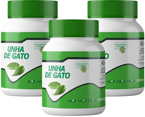 3x Unha de Gato 650mg 100 Cápsulas Itaervas