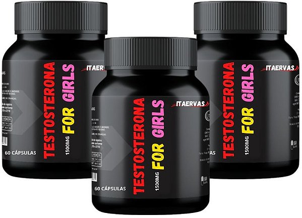 3x Testosterona FOR GIRLS 1500mg Massa Muscular Hipertrofia