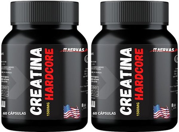 2x Creatina Hardcore 1500mg Massa Muscular Força Ganhar Peso