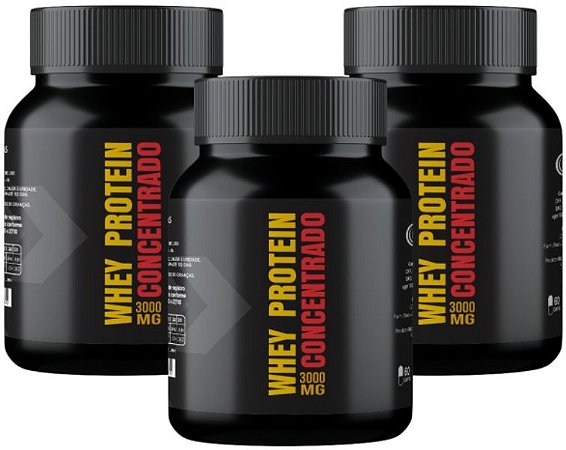 3x Whey Protein Concentrado 120 Cáps 1500mg Itaervas Proteína Massa Muscular