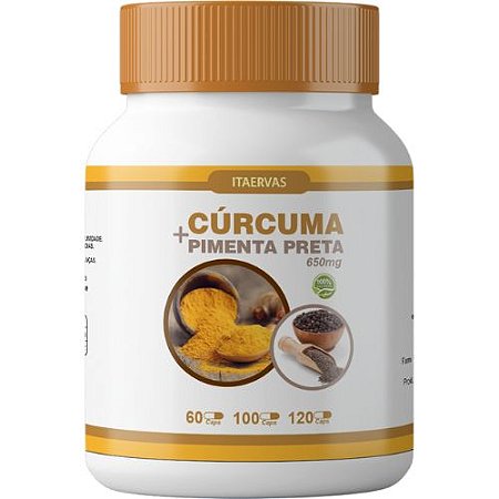 Cúrcuma com Pimenta Preta 650mg 100 Cápsulas Original Itaervas