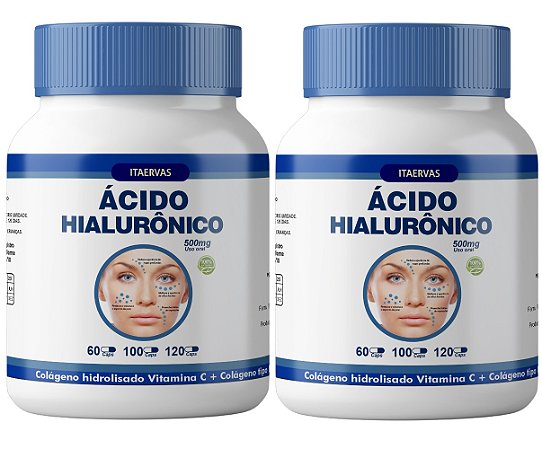 2x Colágeno Tipo 2 + Ácido Hialurônico + Colágeno Hidrolisado 500mg Itaervas