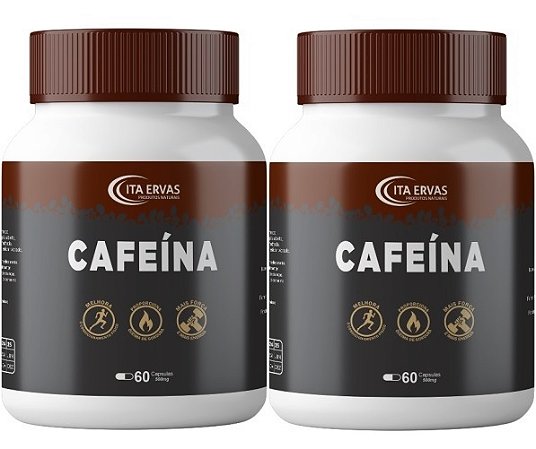 2x Cafeína Pura 500mg 60 Cápsulas Itaervas Força Energia Termogênico Pré Treino Disposição