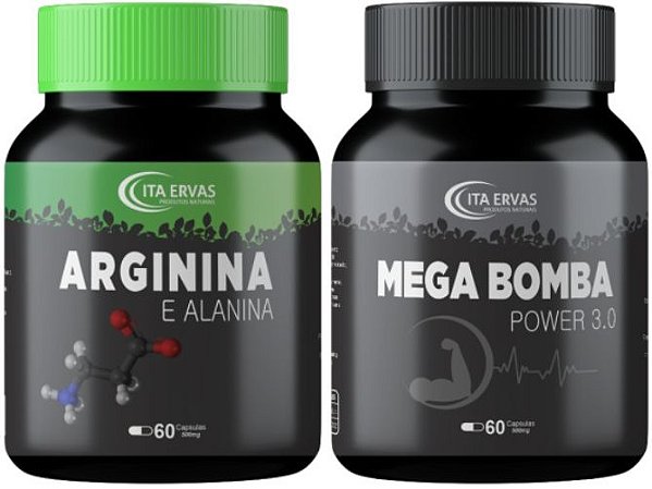 Combo Mega Bomba Power 3.0 + Arginina e Alanina Original Itaervas 500mg