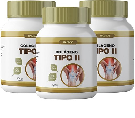 3x Colágeno 40mg Itaervas Tipo UC-II Tipo 2