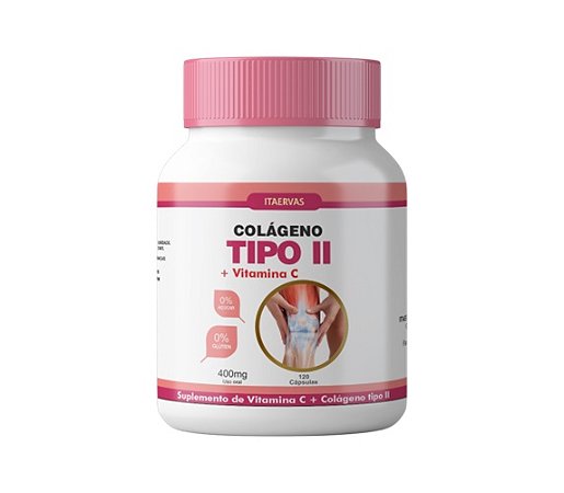 Colágeno Tipo 2 UC-II + Vitamina C 400mg Itaervas 120 Cápsulas