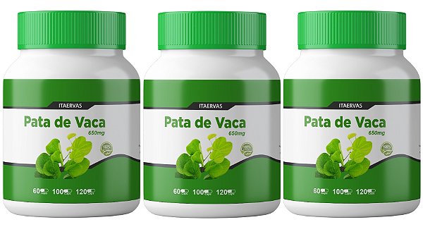 3x Pata de Vaca 500mg 100 Cápsulas Itaervas