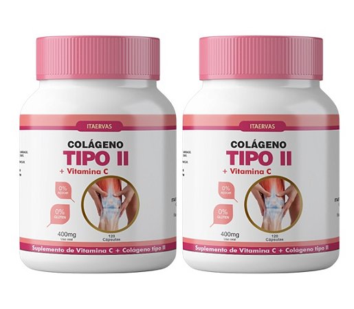 2x Colágeno Tipo 2 li ui 400mg 120 cápsulas Itaervas