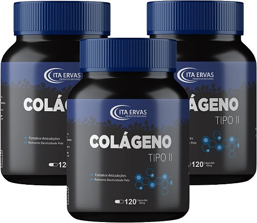 3x Colágeno Tipo 2 ui li 400mg 120 cápsulas Itaervas