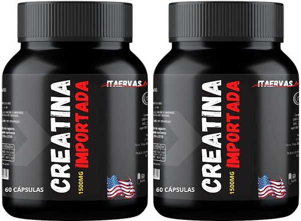 2x Creatina Importada 1500mg 60 Cápsulas Itaervas Massa Muscular Força Ganhar Peso