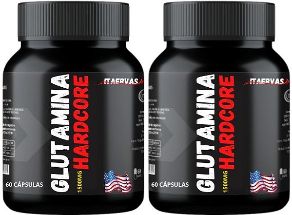 2x Glutamina Hardcore 1500 mg 60 Cápsulas Itaervas