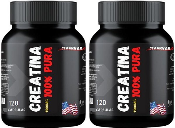 2x Creatine 100% Pure  500mg 120 Cápsulas Itaervas