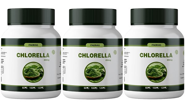 3x Chorella 650mg 100 Cápsulas Original Itaervas