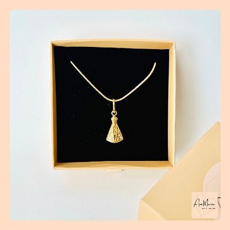 Colar N Sra Aparecida Strass Dourado