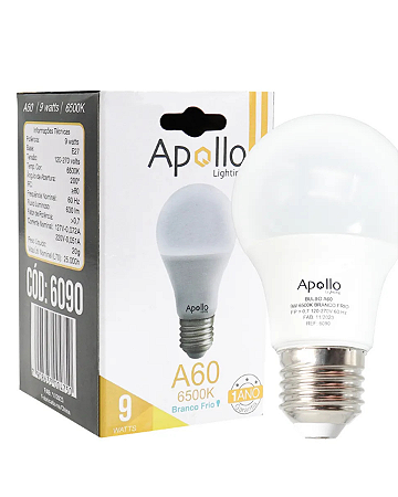 Lampada Bulpo Led 9w E27 A60 6500k Bivolt Apollo