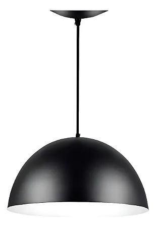 Pendente Meia Lua 34cm Luminária Alumínio Preto Textura C/ Branco