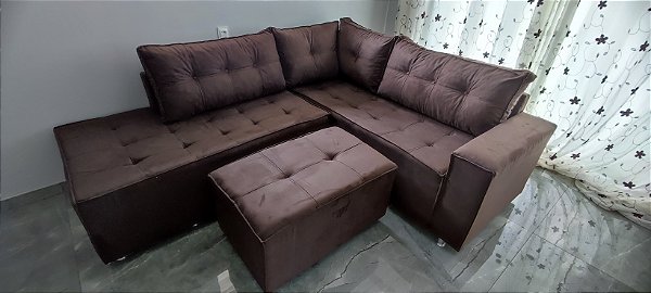 SOFA DE CANTO 5 LUGARES TUCSON COM PUFF