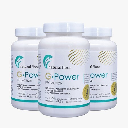 Energia, Imunidade e Vitalidade – G Power 30 Cáps 1650mg com 20 Vitaminas, Minerais + Guaraná | Kit 3 Unidades para 3 meses de uso contínuo.