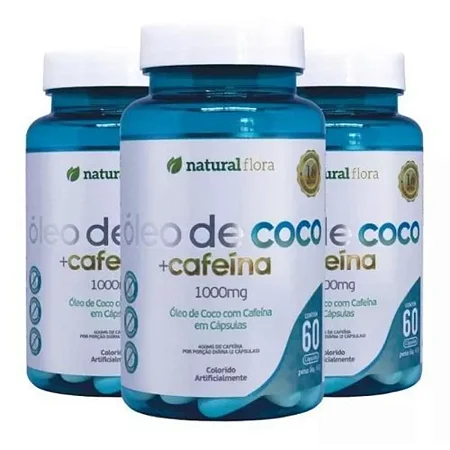 Termogênico Natural com Óleo de Coco + Cafeína 60 Cáps 1000 Mg– Energia, Foco e Queima de Gordura | Kit 3 Unidades para 3 meses de uso contínuo.