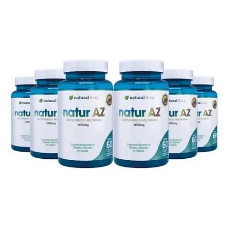 Energia, Imunidade e Saúde  de A a Z –  | Natur AZ 1450mg 60 Cáps– Kit 6 Unidades para 6 meses de uso contínuo.