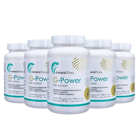 Energia, Imunidade e Vitalidade – G Power 30 Cáps 1650mg com 20 Vitaminas, Minerais + Guaraná | Kit 6 Unidades para 6 meses de uso contínuo.