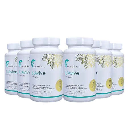 Triptofano, Sono e Relaxamento Natural – L'avive Pro Relax 60 Cáps com 1450 Mg| Kit 6 Unidades para 6 meses de uso contínuo.