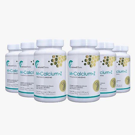 Combo Vitamina MCalcium Z + D3 + K2 - 1750mg 60 caps - Kit 6 unidades