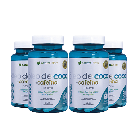 KIT Casal Fitness-4 unidades de Óleo Coco com Cafeína 60 Caps 100 Mg