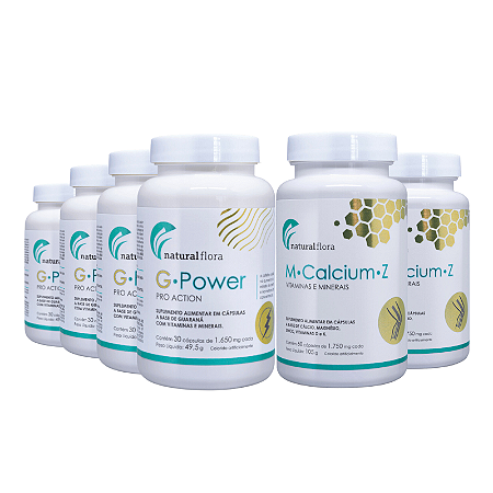 Combo G power+ Mcalcium Z - 4 Frascos de Gpower Pro Action 30 Cápsulas+2 Frascos Mcalcium Z+D3+K2 60 Cápsulas