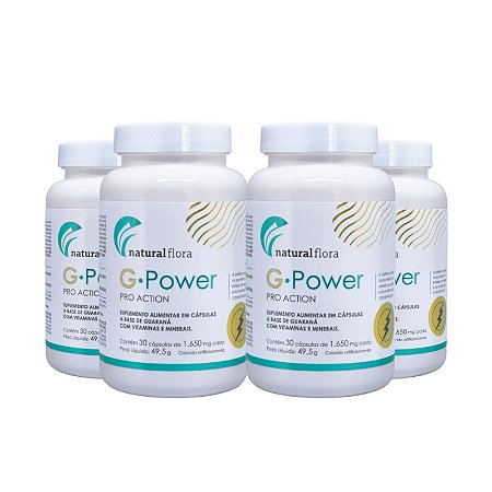 Energia, Imunidade e Vitalidade – G Power 30 Cáps 1650mg com 20 Vitaminas, Minerais + Guaraná | Kit 4 Unidades para 4 meses de uso contínuo.