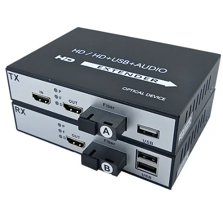 Extensor HDMI via fibra óptica 20 km com função KVM