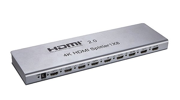 Splitter HDMI 1 para 8 Resolução  4k