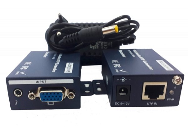 Extensor VGA 100m via Cabo de Rede CAT5/CAT6 com áudio