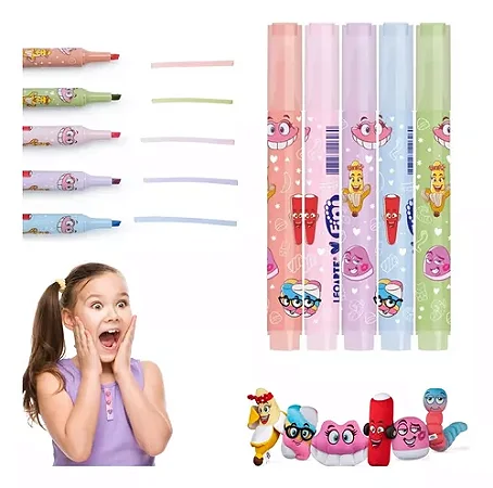 Kit 05 Canetas Marca Texto Com Aroma Cheiro Fini