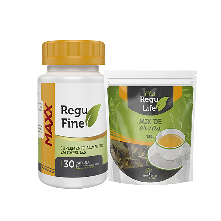 Regu Fine Maxx Termogênico 7x mais potente + Chá Regu Life pacote Bem Estar Life