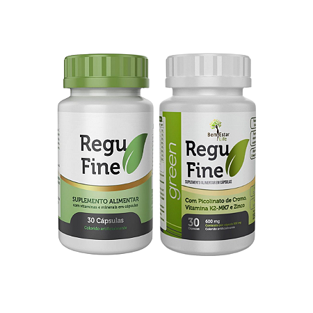 Regu Fine Groselha Negra 30 cáps. e Regu Fine Green Detox- Bem Estar Life