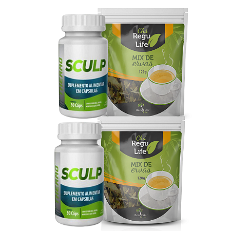 Kit 2 Sculp Thermo e 2 Chá Regu Life pacote Bem Estar Life