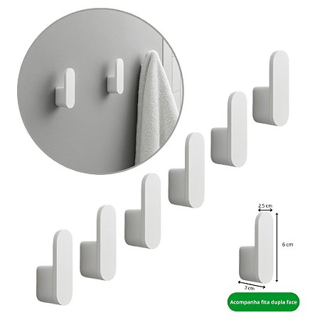 Kit 6 Uni Gancho De Parede Para Toalhas Bolsas Roupas Chaves