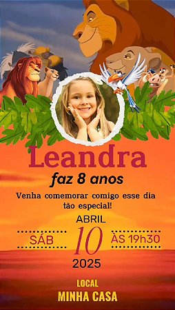 Convite Animado O Rei Leão