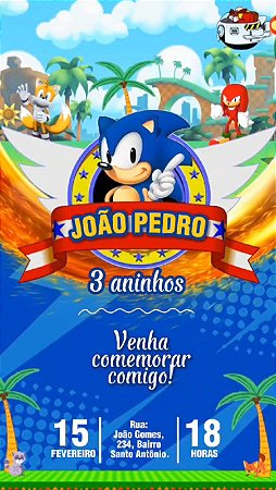 Convite Animado Sonic Desenho