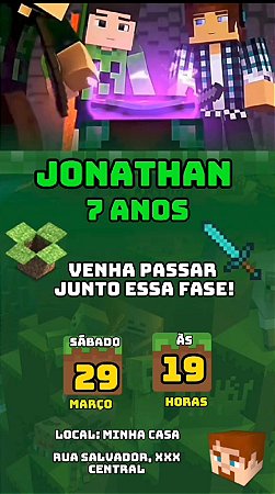 Convite Animado Minecraft