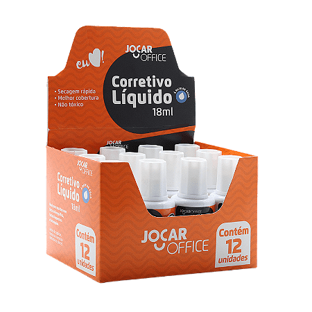vvvCorretivo Liquido Base De Agua 18Ml Cx/12 Jocar OfficeCorretivo Liquido Base De Agua 18Ml Cx/12 Jocar Office