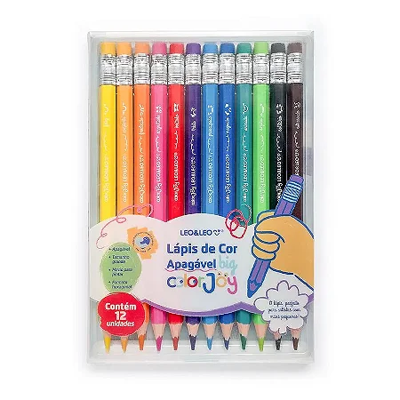 LÁPIS DE COR APAGÁVEL BIG COLORJOY - CAIXA C/ 12 CORES SEXTAVADO LEO&LEO