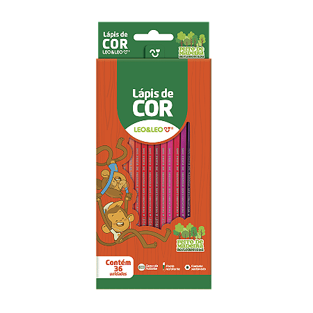 LÁPIS DE COR DE MADEIRA 36 CORES SEXTAVADO LEO&LEO