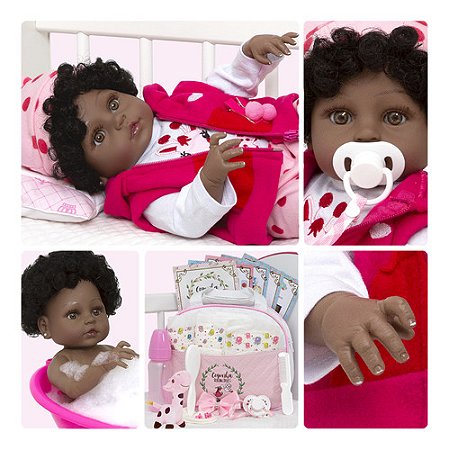 Bebe Reborn Realista Girafinha Menina Negra Enxoval Completo